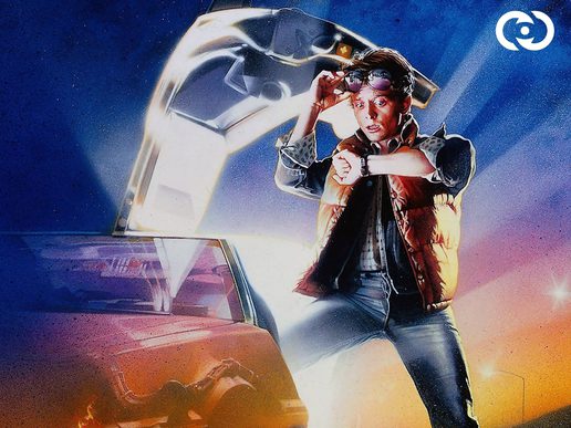 A young man stepping out of a futuristic looking car. He is looking at his watch.
