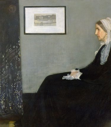 Whistler painting depicting his mother sat on a chair in profile.