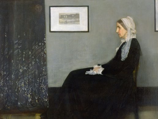Whistler painting depicting his mother sat on a chair in profile.