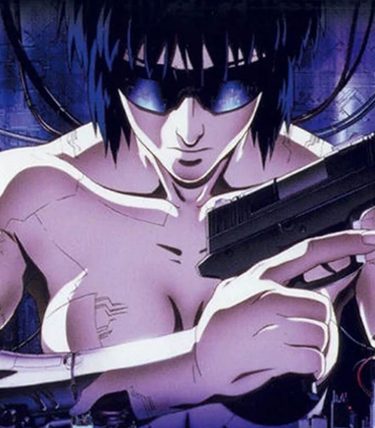 Anime image. A cyborg has awakened with wires coming out, she is holding a gun.