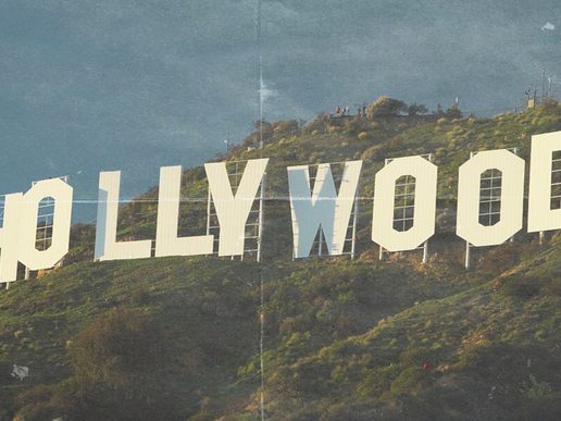 A faded image of the Hollywood sign in California.